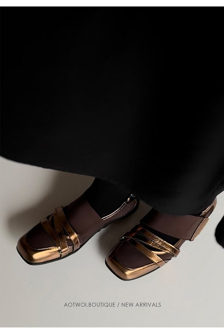 Genuine Leather Ballet Flats For Women, Premium Niche Design, Fashionable Sporty Casual Pumps With Low-Cut Upper