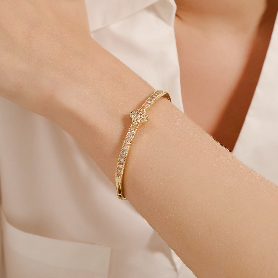 Light Luxury Zircon Fashion Open Cuff Bangle