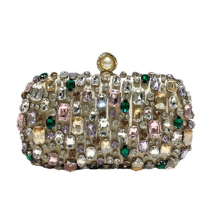 Luxurious Gold-colored Clutch With Dazzling Rhinestone Accents