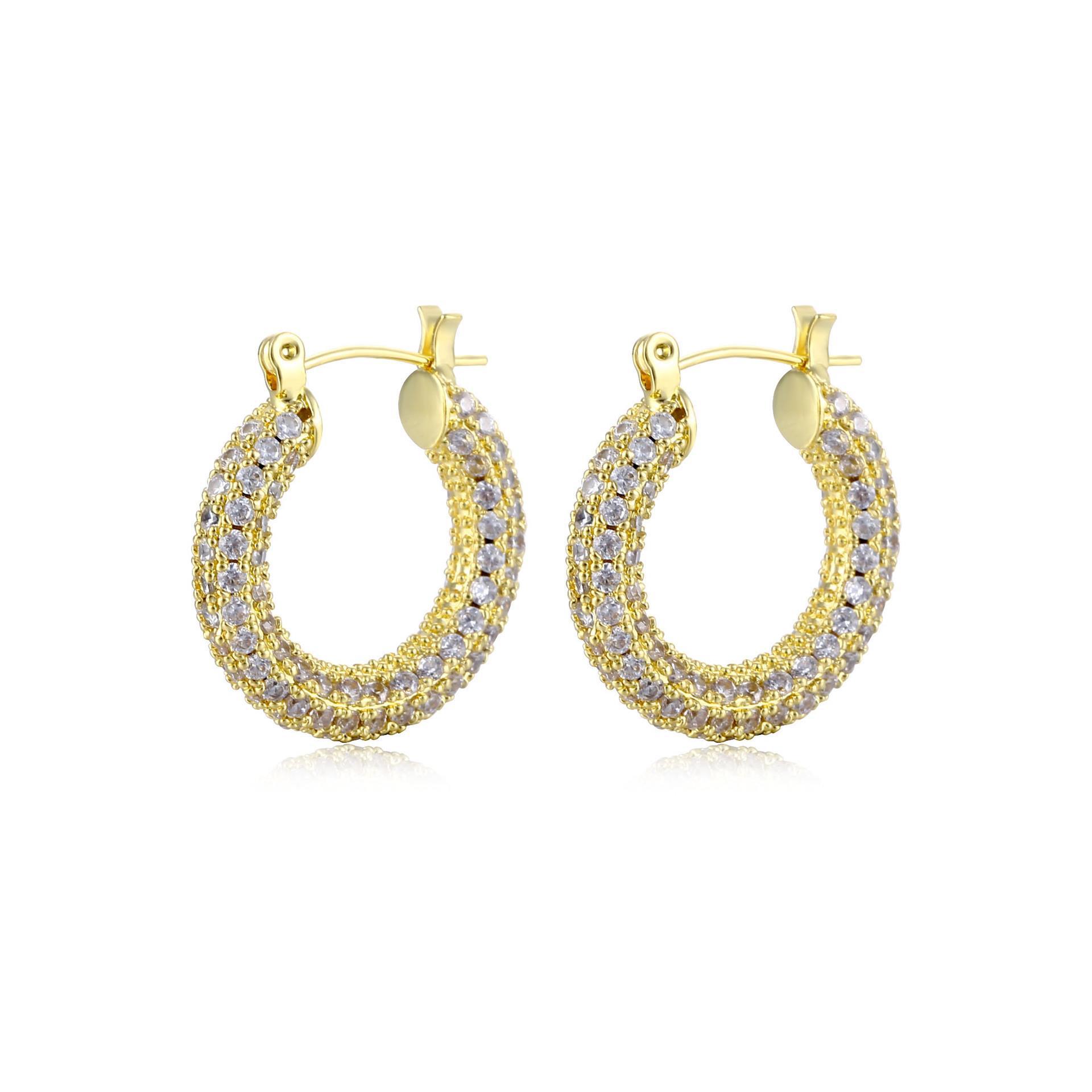 Personality Circle Rhinestone Earrings Micro Inlaid Zircon Ear Ring