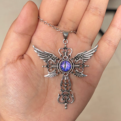 Creative Devil Wings Cross Necklace Necklace
