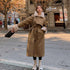 New Style Over-knee Lapel Waist Fashionable Cotton Coat