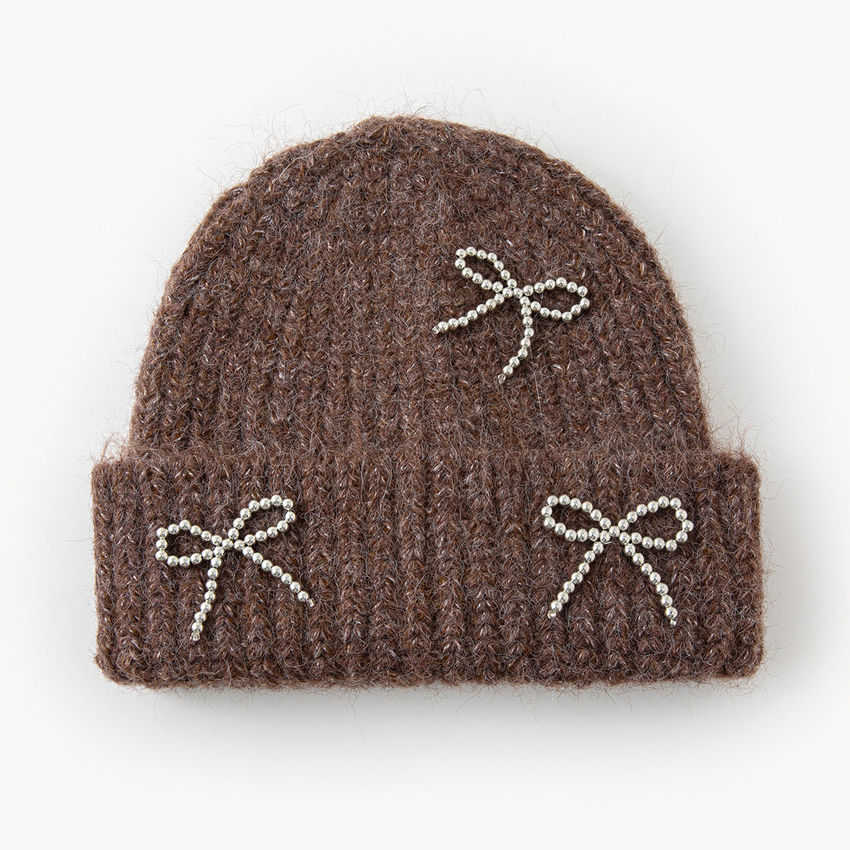 New AutumnWinter Solid-Color Bow-Knot All-Match Knitted Hat