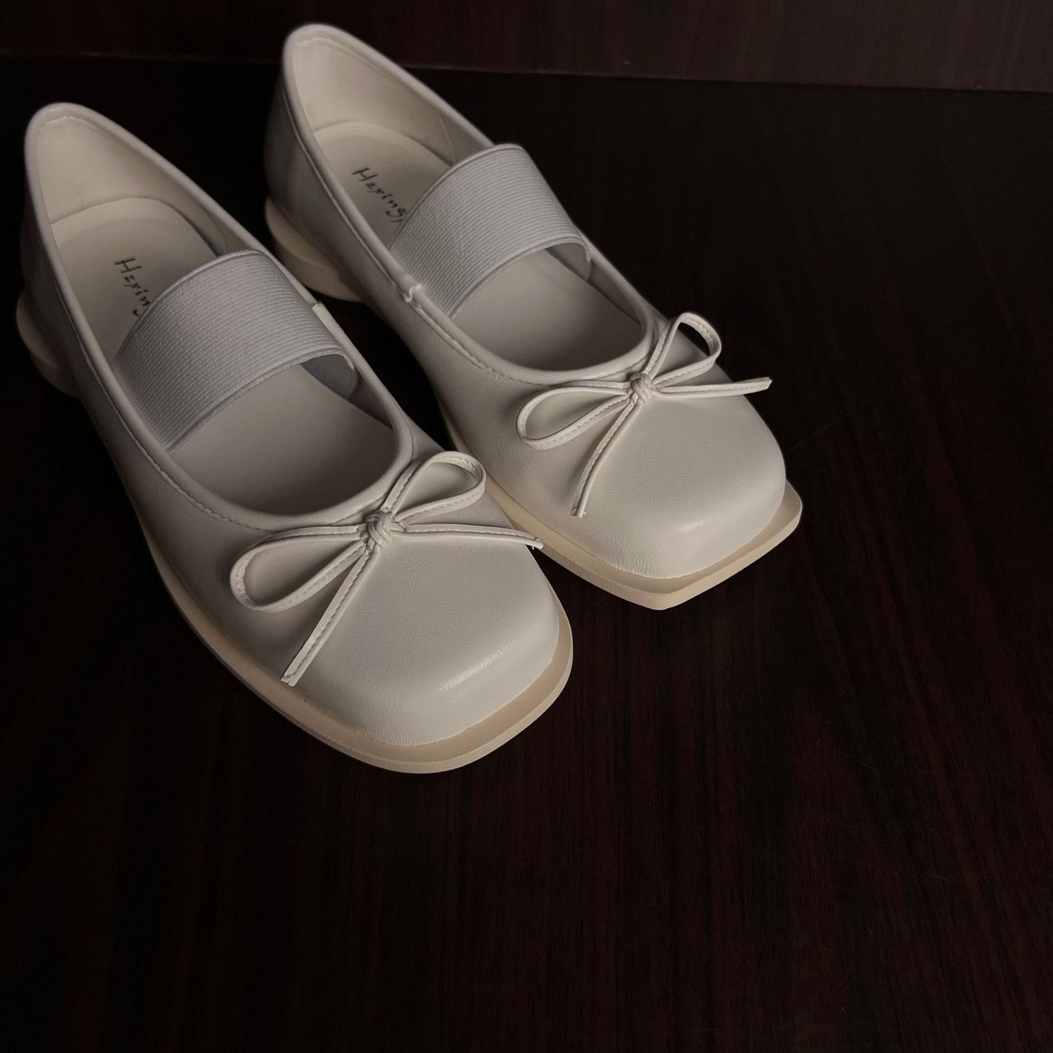 Bow-Knot Genuine Leather Ballet Flats With Thick Soles