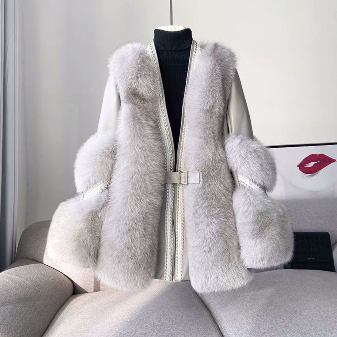 Loose Fashionable Warm Mid-length Fur Coat