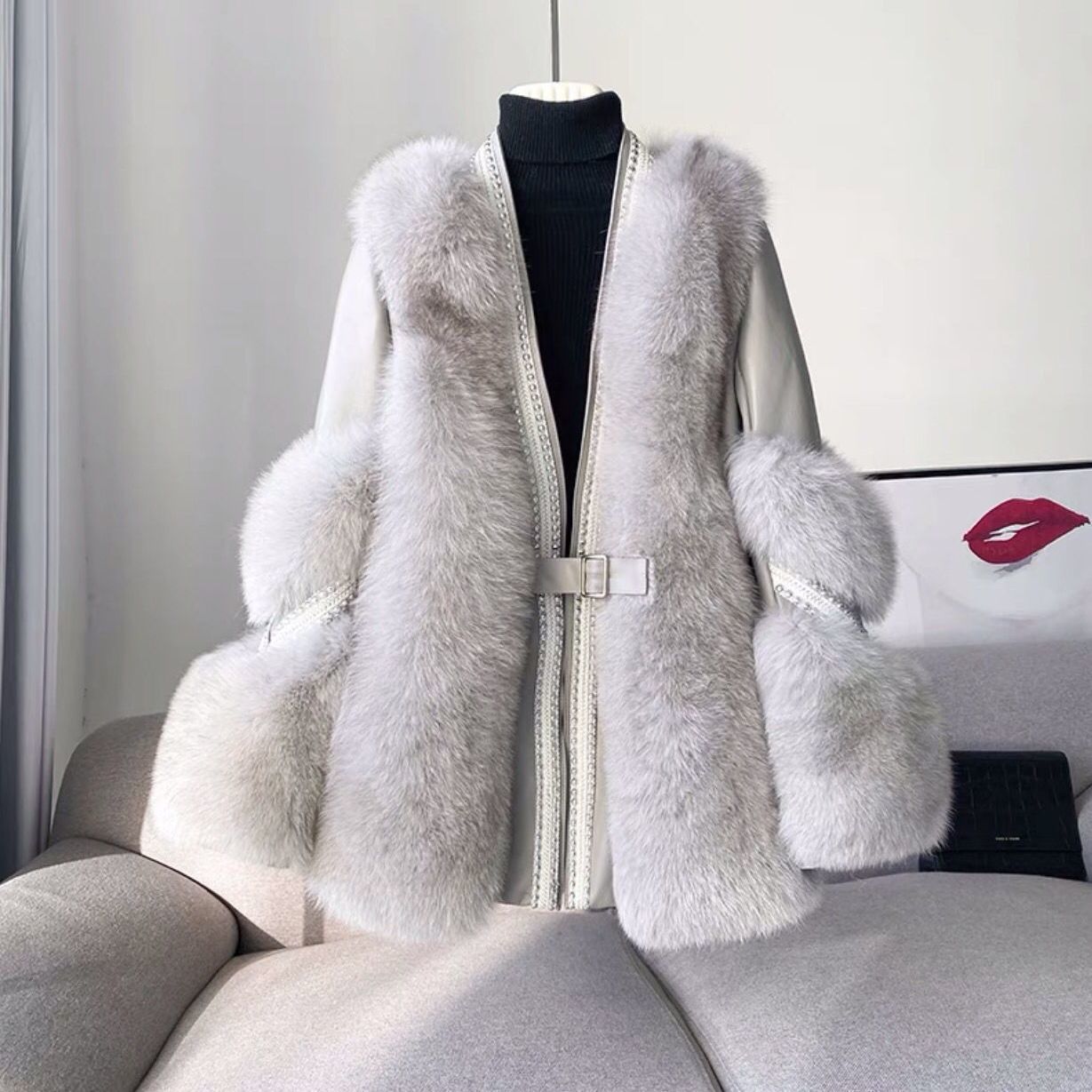 Loose Fashionable Warm Mid-length Fur Coat