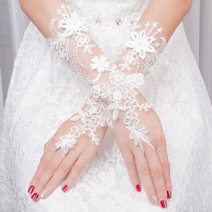 Wedding Bride Fingerless Gloves Short Lace