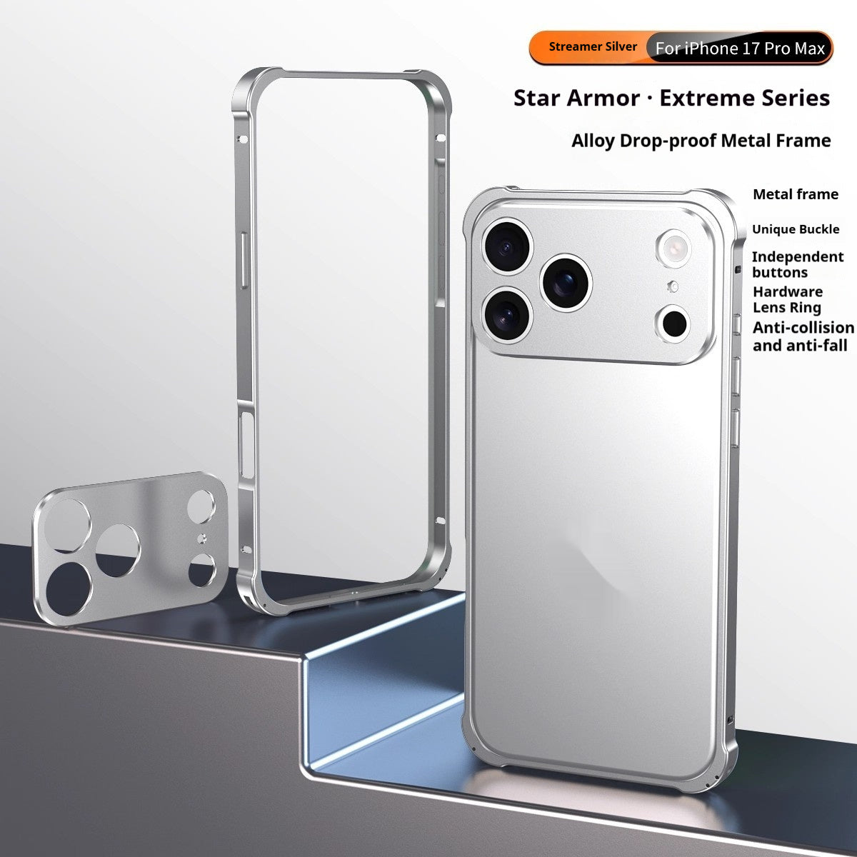 Mobile Phone Case With Seahorse Buckle And Four Corner Anti Drop Metal Frame