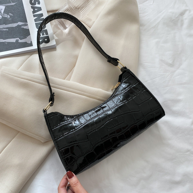 Embossed Underarm Stone Pattern Candy Color Shoulder Bag