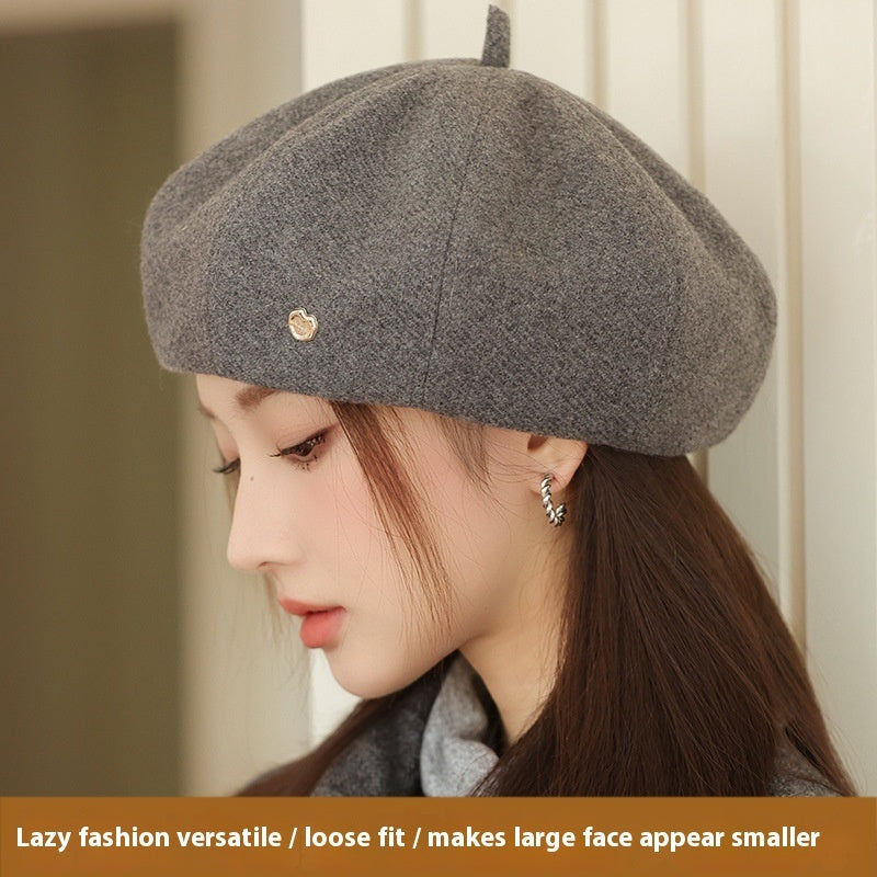 Korean Style Autumn Winter Japanese Simple Face-showing Little Wild Fashion Painter Cap