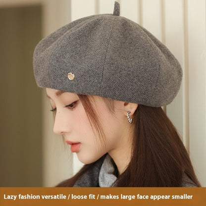 Korean Style Autumn Winter Japanese Simple Face-showing Little Wild Fashion Painter Cap