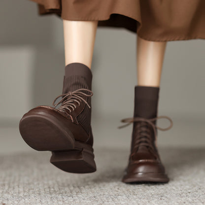 British Thick Sole Martin Boots Chunky Heel Elastic Socks