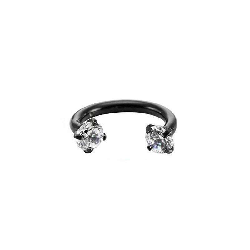 Stainless Steel Hoop Earrings With Diamond-encrusted Zircon Studs For Cartilage Piercings