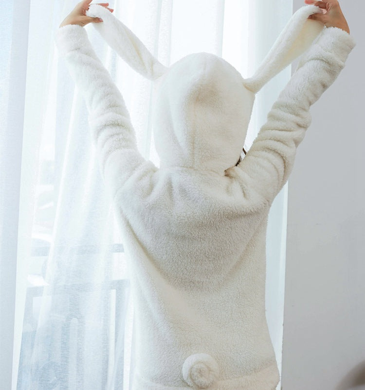 Winter Hooded Warm Home Wear Flannel Ladies nightgown