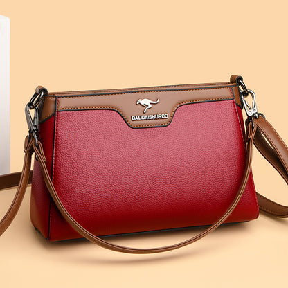 One Shoulder Soft Leather Small Square Stitching Women&