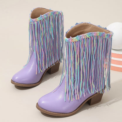 Runway Chic Chunky-heeled Fringed Ankle Boots