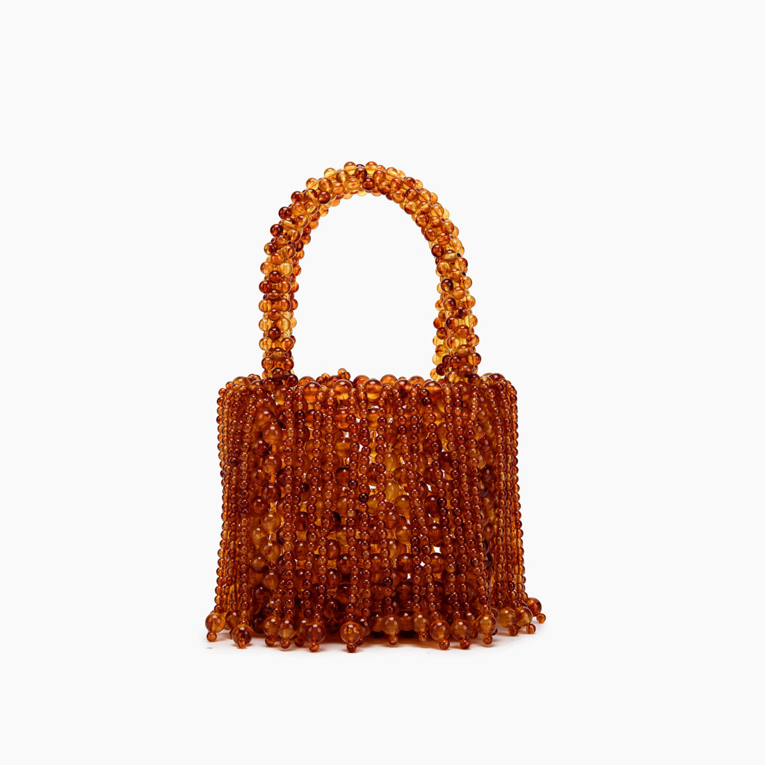 Handmade Dual-color Amber Acrylic Cat-eye Bead Pure braided Bag