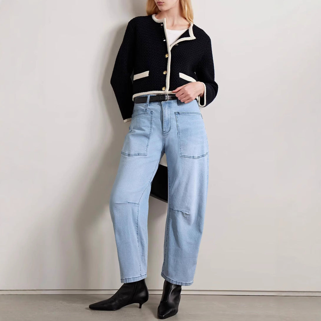 Fashionable Washed High-Waist Jeans For Women