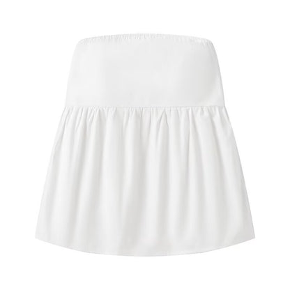Summer Pure Color Tube-top Cropped Small Top