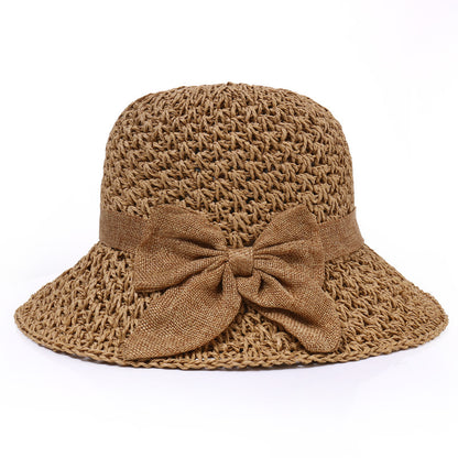 Simple Bow Japanese All-match Shade Straw Hat