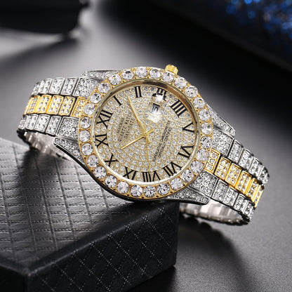 Roman Numeral Dial Steel Band Quartz Watch