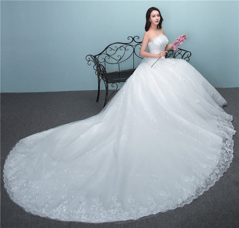bride wedding dress new large tail size wedding dress factory wholesale TH52