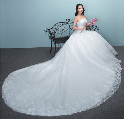 bride wedding dress new large tail size wedding dress factory wholesale TH52