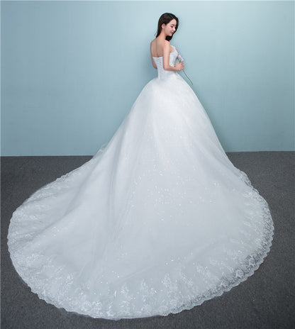 bride wedding dress new large tail size wedding dress factory wholesale TH52