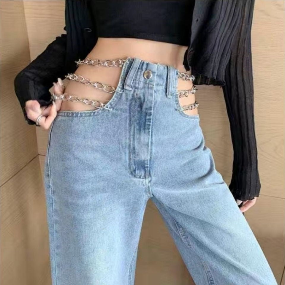 Spicy Girl Wide-leg Denim Jeans Women&
