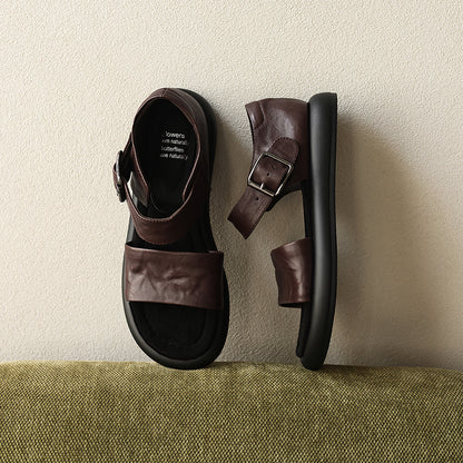 Two Strap Buckle Flat Shoes