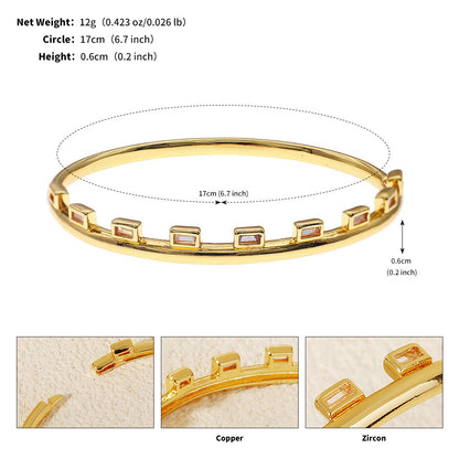 Light Luxury Zircon Fashion Open Cuff Bangle