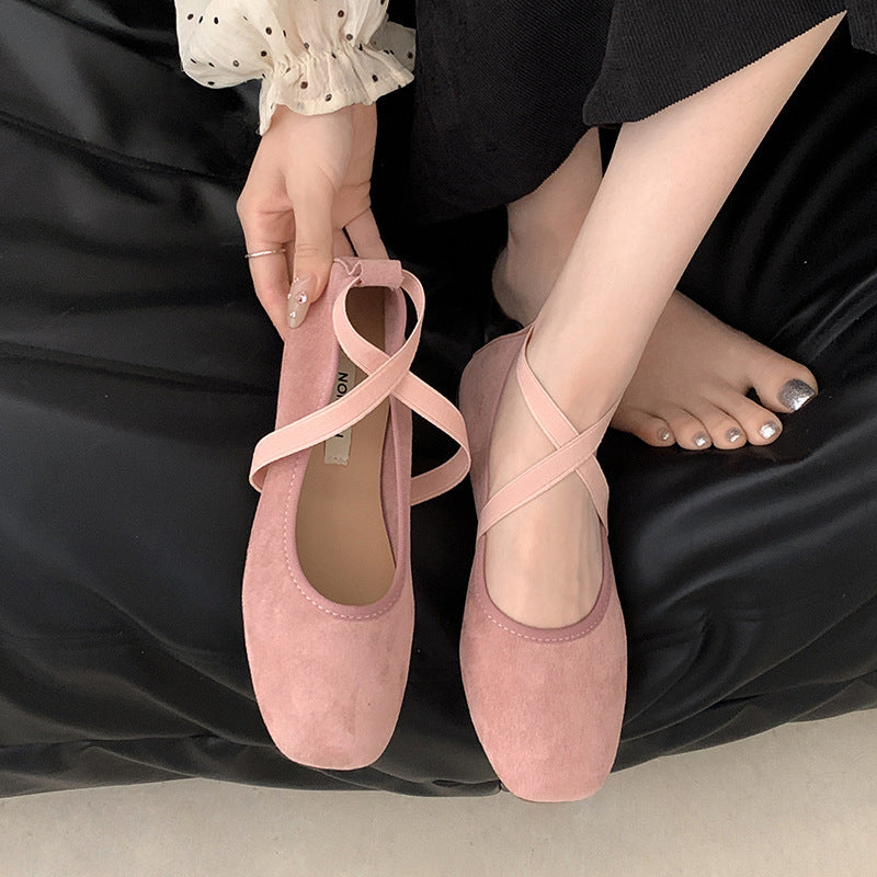 Womens Solid Color Versatile Low-cut Flat Shoes