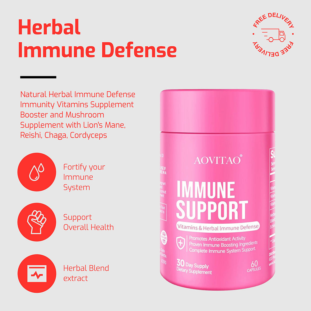 Natural Herbal Immune Defense Immunity Vitamins Supplement Booster And Mushroom Supplement With Lion&