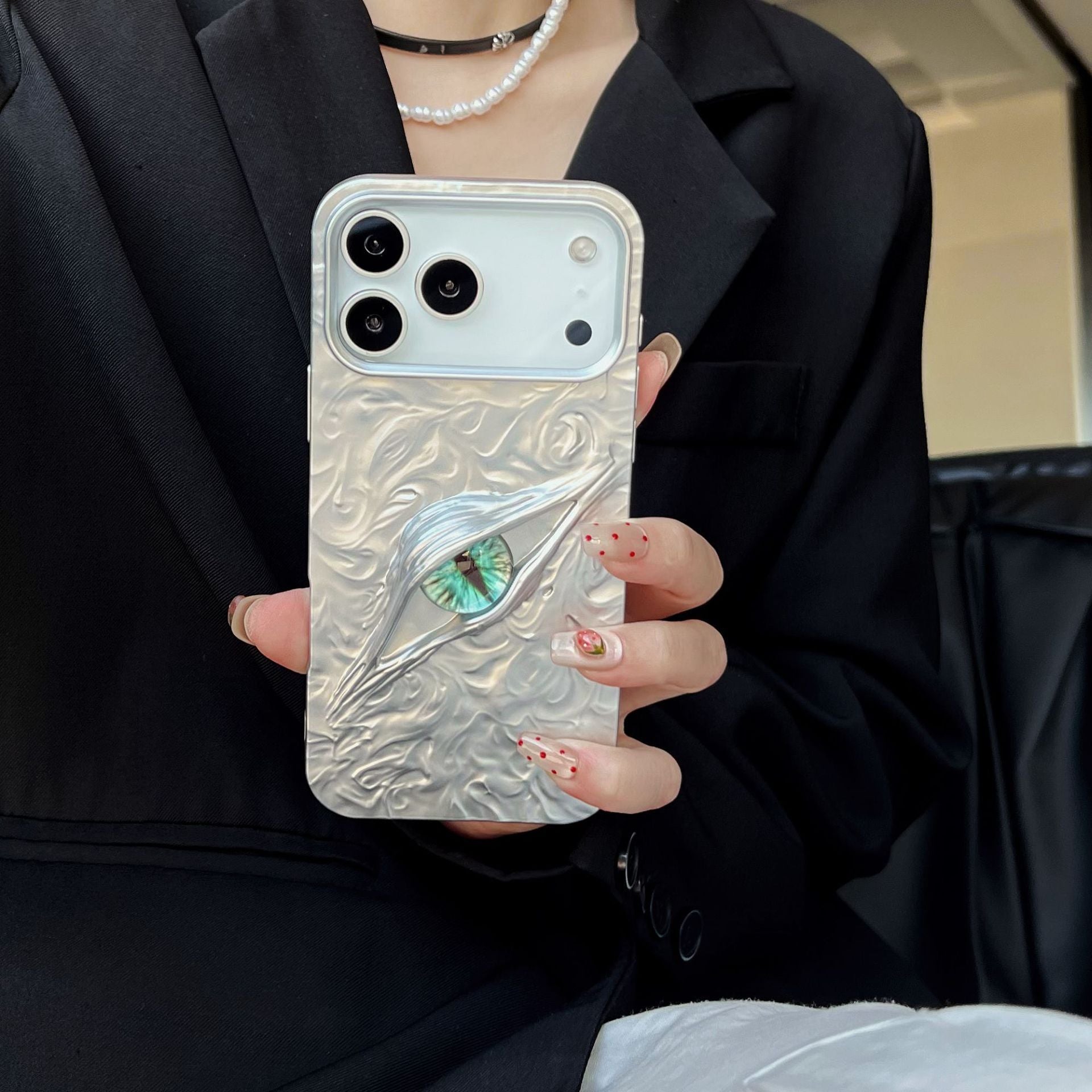 High-grade Electroplated Tin Paper Pattern Stereo Eyes Phone Case