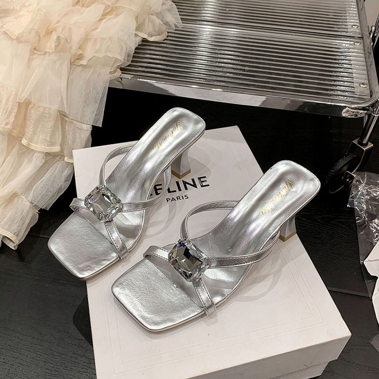 Square Headed Flat Slippers, Fashionable Slippers, Women&