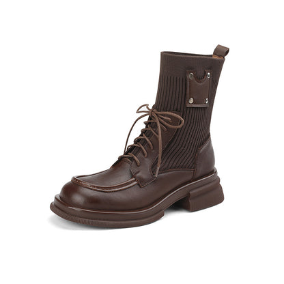 British Thick Sole Martin Boots Chunky Heel Elastic Socks