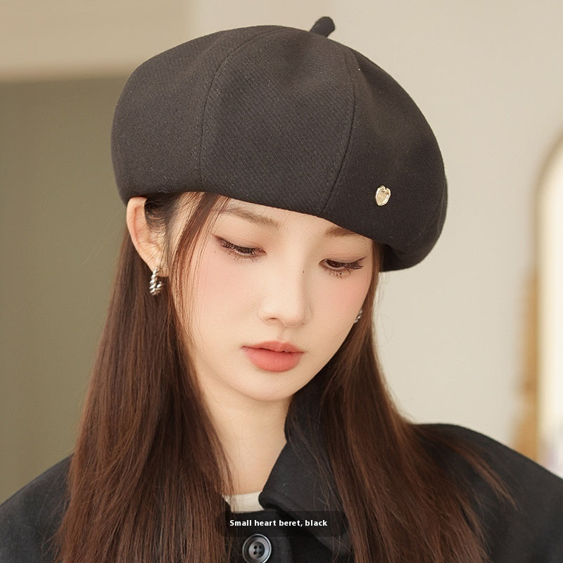 Korean Style Autumn Winter Japanese Simple Face-showing Little Wild Fashion Painter Cap