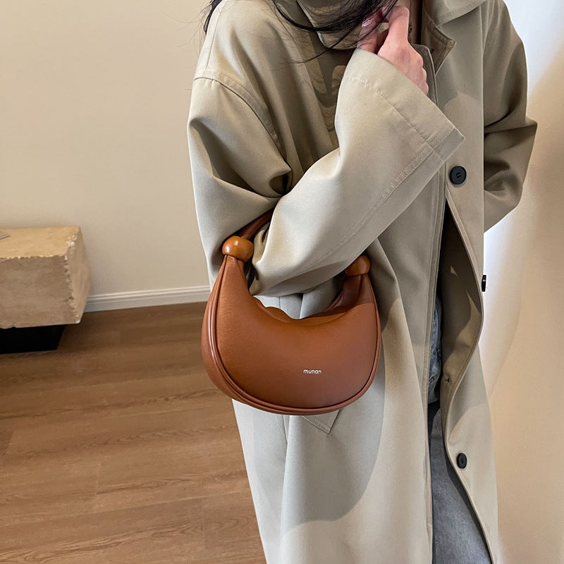 Shoulder Messenger Soft Leather Portable Moon Bag