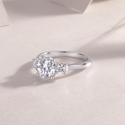 Large Diamond Ring Luxury Fashion Set Moissanite Silver Ring