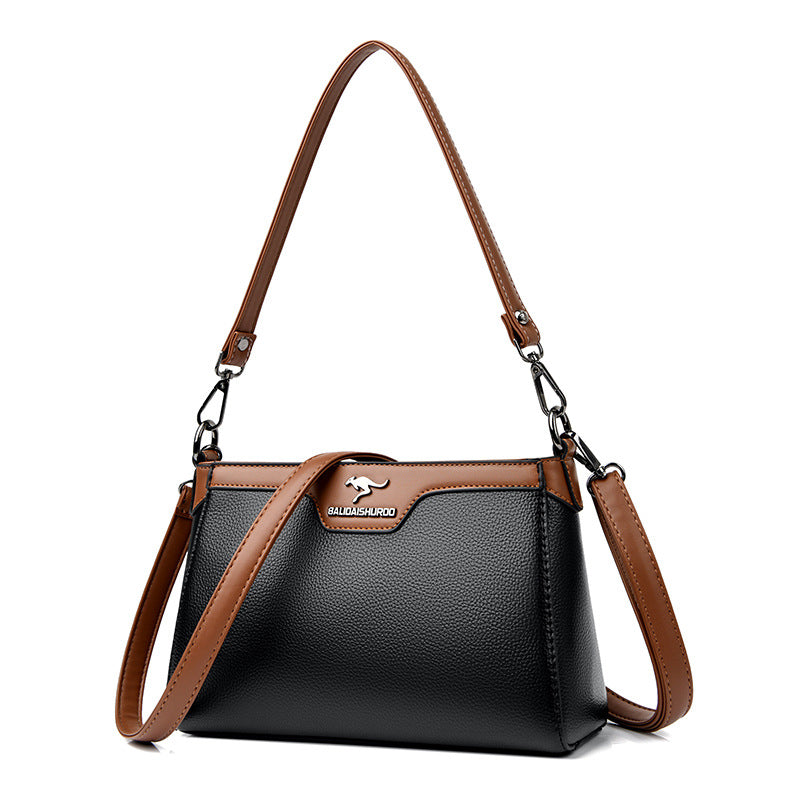 One Shoulder Soft Leather Small Square Stitching Women&