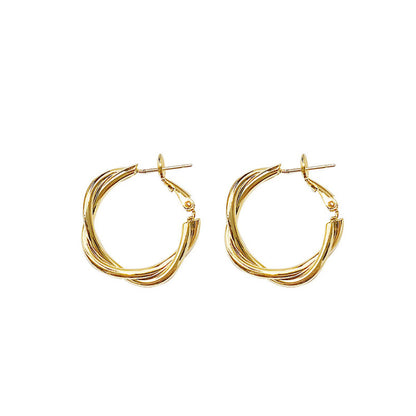 Simple temperament twist silver needle ear ring