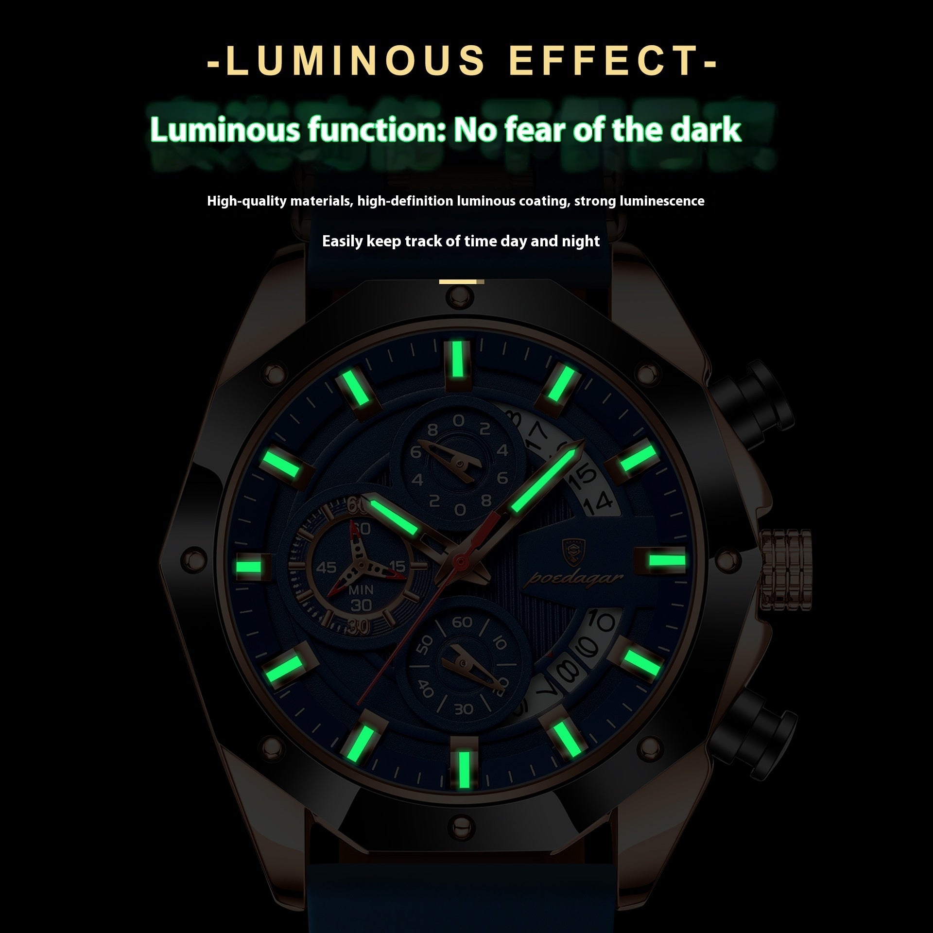 Silicone Band Multi-function Chronograph Men&