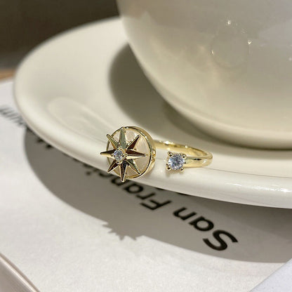 Rotating Mansard Ring  Ring Rotatable Double Resin Zircon Ring