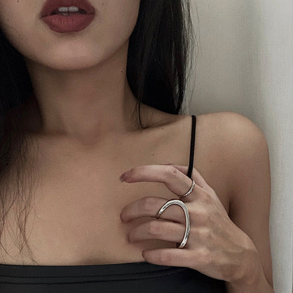 Sterling Silver Ring Geometric Irregular Female Ring