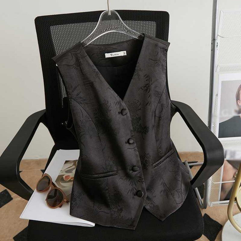 Slim-fit V-neck Youthful Jacquard Vest Waistcoat