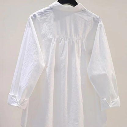 White Embroidered Cartoon-patterned Shirt