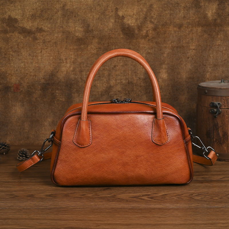Retro Ethnic-style Full-grain Leather Shoulder Bag For Women