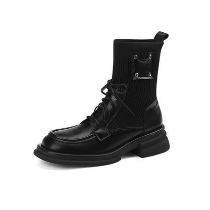 British Thick Sole Martin Boots Chunky Heel Elastic Socks
