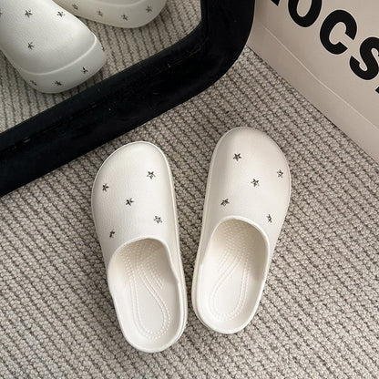 Closed Toe Half, Minimalist Design Metal Star Decor Platform Height Increasing Birken Style Comfort Outdoor Slides