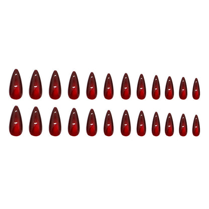 Wine Red Cat Eye Wear Nail Almond Nail Removable Nail Patch
